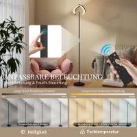 HOMCOM Lampa stojąca RGB, ściemniana z wielobarwnymi możliwościami oświetlenia, obrotowa, czarna(m-4)