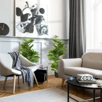 HOMCOM Lot de 2 plantes artificielles figuiers artificiels à feuilles arbre artificiel avec pot inclus hauteur 110 cm vert(m-10)