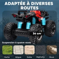 HOMCOM Quad Buggy électrique Enfant 12 V 8 Km/h Max. Voiture électrique Enfant avec Effets Lumineux sonores Selle avec Dossier Porte-Bagage Avant métal PP Rouge Noir(m-5)