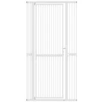 PawHut Extra hohes Hundegitter mit verstellbarer Breite 76-104 cm Stababstand 3,5 cm mit Druckmontage Verlängerungen Weiß(m-3)