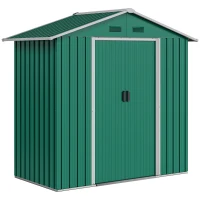 Outsunny 6.5ft x 3.5ft Metal Garden Storage Shed for Outdoor Tool Storage with Double Sliding Doors and 4 Vents, Green(m-1)