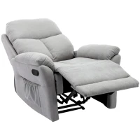 Adjustable Pull‑tab Recliner with Side Storage Pocket, Metal Frame, Padded Cushions, High‑back Armchair for the Elderly, 82L x 86W x 99H cm, Gray(m-12)