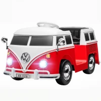 AIYAPLAY Auto Elettrica per Bambini Licenza Volkswagen T1 con Lettore MP3, in Metallo e PP, 89x49x41.5 cm, Rosso(m-10)