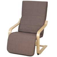 HOMCOM Fauteuil de salon avec repose-pieds réglable Fauteuil tapissé en lin synthétique pour bureau chambre 66,5x94x100cm Marron