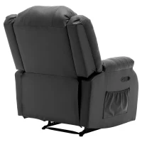 Adjustable Pull‑tab Recliner with Side Storage Pocket, Padded Cushions, High‑back Armchair for the Elderly, 82L x 86W x 99H cm, Black(m-12)