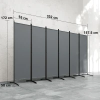 Outsunny 6 Panel Folding Room Divider Foldable Freestanding Garden Privacy Screen, 332 x 172 cm, Dark Grey(m-3)