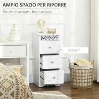 HOMCOM Mobiletto Multiuso con Cassetti, Mobiletto Basso in MDF grado E1 29.8x29.8x68.5cm bianco(m-5)