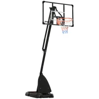 SPORTNOW 2.4-2.9m Adjustable Basketball Hoop and Stand with Weighted Base, Portable on Wheels, Black(m-1)
