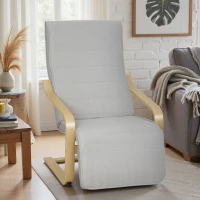 HOMCOM Wohnzimmersessel mit verstellbarer Fußstütze Gepolsterter Sessel aus synthetischem Leinen für Büro Schlafzimmer 66,5x94x100 cm Hellgrau(m-2)