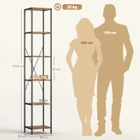 HOMCOM 2-Pack 6-Tier Bookshelf, Steel Frame, for Living Room, Office, Bedroom, Rustic Brown(m-3)