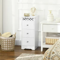 HOMCOM Mobiletto Multiuso con Cassetti, Mobiletto Basso in MDF grado E1 29.8x29.8x68.5cm bianco(m-3)