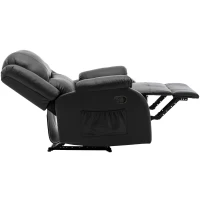 Adjustable Pull‑tab Recliner with Side Storage Pocket, Padded Cushions, High‑back Armchair for the Elderly, 82L x 86W x 99H cm, Black(m-11)