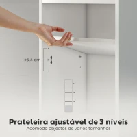 HOMCOM Estante de 7 Níveis Estante para Livros com Prateleiras Ajustáveis e Armário Estante Moderna 40x30x180 cm Branco(m-5)