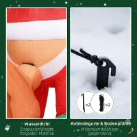 Outsunny Aufblasbare Weihnachtsdeko, Aufblasbarer Weihnachtsmann mit Hund mit LED-Lichtern, 68x82x214 cm, Rot(m-6)