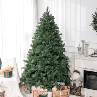 HOMCOM Sapin de Noël artificiel 210 arbre de Noël avec support en métal pliable, 1674 branches, décoration de Noël réaliste(m-10)