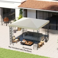 Outsunny 3 x 3 m Vervangzeil voor paviljoen, Zeil voor tuinpaviljoen, met waterafvoergaten, UPF30+, Crèmewit(m-10)