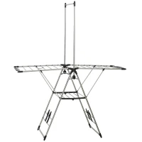 HOMCOM Tendedero plegable de pie con alas ajustables, soportes para zapatos, acero inoxidable, 156,5 x 68 x 192 cm, plateado(m-5)