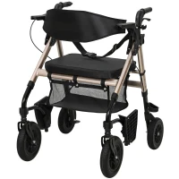 HOMCOM Rollator Walker Wheelchair, with Seat - Black(m-11)