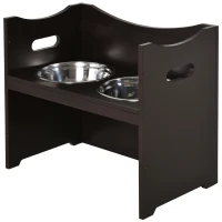 PawHut Erhöhter Hundenapf Höhenverstellbar Futternapf mit Ständer Wassernapf 2 x 2L Edelstahlnäpfen Langsamfutternapf verstellbar Fressnapf Futterstation Hundenäpfe für alle Hundegrößen, Kaffee(m-9)