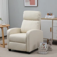 HOMCOM Fauteuil de Relaxation et Massage électrique avec Inclinaison Manuelle Dossier Repose-Pied réglable revêtement synthétique Crème(m-10)