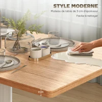 HOMCOM Table à manger rectangulaire pour 6 personnes, 120 x 70 x 75 cm, table de cuisine piétement et plateau épais chêne blanc(m-6)
