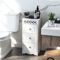 HOMCOM Mobiletto Multiuso con Cassetti, Mobiletto Basso in MDF grado E1 29.8x29.8x68.5cm bianco(m-9)