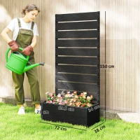 Outsunny 34 x 69.5cm Garden Planter Box, with Back Trellis, Black(m-3)