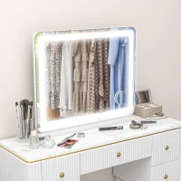 HOMCOM Miroir Lumineux LED intensité 3 modes d'éclairage, grossissement 10X,  port de charge USB, touche tactile - 80 x 62 cm(m-10)