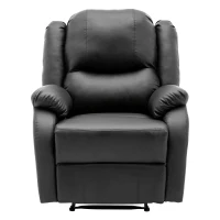 Adjustable Pull‑tab Recliner with Side Storage Pocket, Padded Cushions, High‑back Armchair for the Elderly, 82L x 86W x 99H cm, Black(m-2)