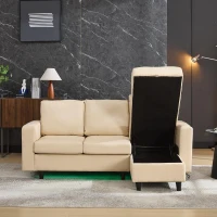 3-seater L-Shaped Sofa Bed with Reversible Chaise, USB and Type-C Charging, Convertible Sleeper for Living Room, 180L x 120W x 72H cm, Beige(m-8)