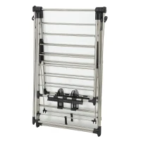 HOMCOM Étendoir pliable séchoir sur pied avec ailes réglables, porte-chaussures, acier inoxydable, 156,5 x 68 x 192 cm, argent(m-3)