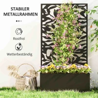 Outsunny Hochbeet mit Sichtschutzpaneel, Rankengitter, Metall, Schwarz(m-6)