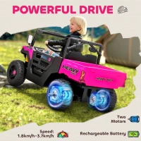 AIYAPLAY Kids Ride on Car, 12V Electric Kids UTV with Electric Dump Bed, 4-Wheel Suspension for 3-8 Years, Pink(m-4)