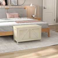 HOMCOM Coffre de rangement couvercle relevable avec charnières de sécurité pour ouvrir à 100 ° 76L x 39l x 48H cm bois naturel(m-10)
