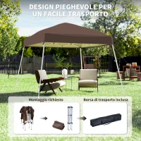 Outsunny Gazebo Pieghevole da Giardino 2.4x2.4m con Struttura in Acciaio e Corde Antivento, Caffè(m-5)
