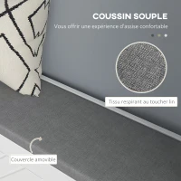 HOMCOM Banc à chaussures, banc de rangement, assise rembourrée, tiroir rabattable, porte avec motif 106 x 24 x 52,5 cm, blanc(m-7)