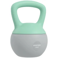 SPORTNOW Pesa Rusa 8 kg Kettlebell Relleno de Arena Metálica Mango Antideslizante para Casa 19x19x28 cm Verde y Gris(m-1)
