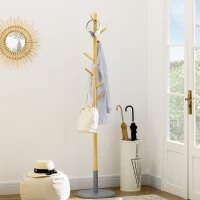 HOMCOM Portemanteau sur pied portant à vêtements vestiaire 8 patères meuble d'entrée pour vêtements chapeaux entrée(m-10)