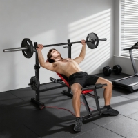 SPORTNOW Kraftbank Belastbar bis 420 kg mit Stangenhalter und verstellbarer Rückenlehne für Training zu Hause / Fitnessstudio