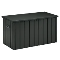 Outsunny 450L Galvanised Steel Garden Storage Box, with Wheels - Dark Grey(m-10)