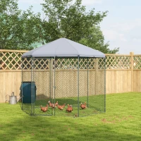 PawHut Enclos poulailler extérieur 5 m² parc grillagé dim. 2,8L x 2,45l x 2,46H - espace couvert - 5/8 poules(m-10)