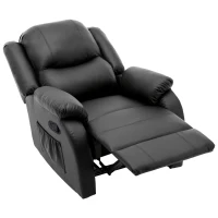 Adjustable Pull‑tab Recliner with Side Storage Pocket, Padded Cushions, High‑back Armchair for the Elderly, 82L x 86W x 99H cm, Black(m-10)