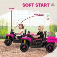 AIYAPLAY Kids Ride on Car, 12V Electric Kids UTV with Electric Dump Bed, 4-Wheel Suspension for 3-8 Years, Pink(m-7)