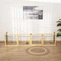 PawHut Haustiergitter Absperrgitter für Hunde, Kiefernholz, klappbar 432 x 36 x 70c m, Natur(m-9)