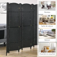 HOMCOM Paravent interieur en bois 6 panneaux 240 x 170 cm séparateur de pièce pliable pour salon, chambre à coucher, naturel(m-7)