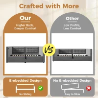 3ft Single Sofa Bed with Hydraulic Under-bed Storage and Side Pockets, Daybed with USB & Type-C Charging Station, 205L x 106W x 75H cm, Grey(m-5)