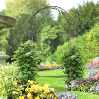 Outsunny Arche de Jardin Arche à rosiers Style Fer forgé dim. 120L x 30l x 226H cm métal époxy Noir Vieilli cuivré(m-10)