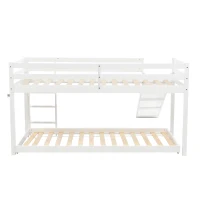 Children's Cabin Bunk Bed with Slide and Ladder, Space-Saving Customisable Layout, Adjustable Tier for Living Room, 207L x 215W x 110H cm, White(m-12)