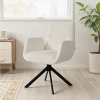 HOMCOM Fotel tapicerowany, fotel akcentowy, nowoczesny design, obrotowy, do 120 kg, kremowo-biały(m-9)