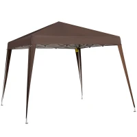 Outsunny Gazebo Pieghevole da Giardino 2.4x2.4m con Struttura in Acciaio e Corde Antivento, Caffè(m-1)